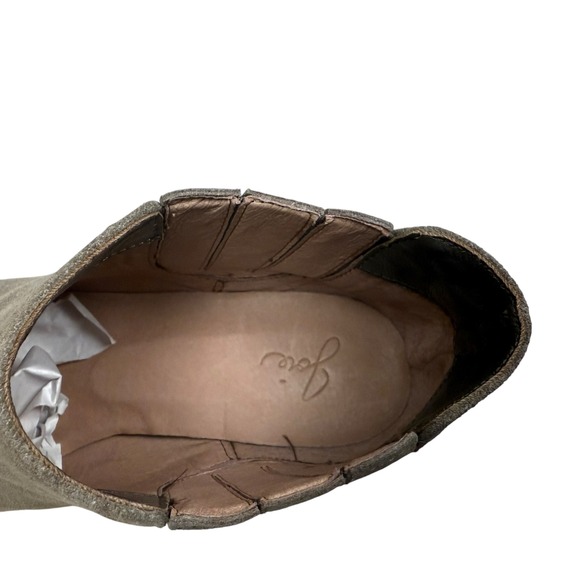 Joie Women Suede Ankle Boots Western Style Stacked Block Heel Taupe Pull On 39.5 - Picture 8 of 11